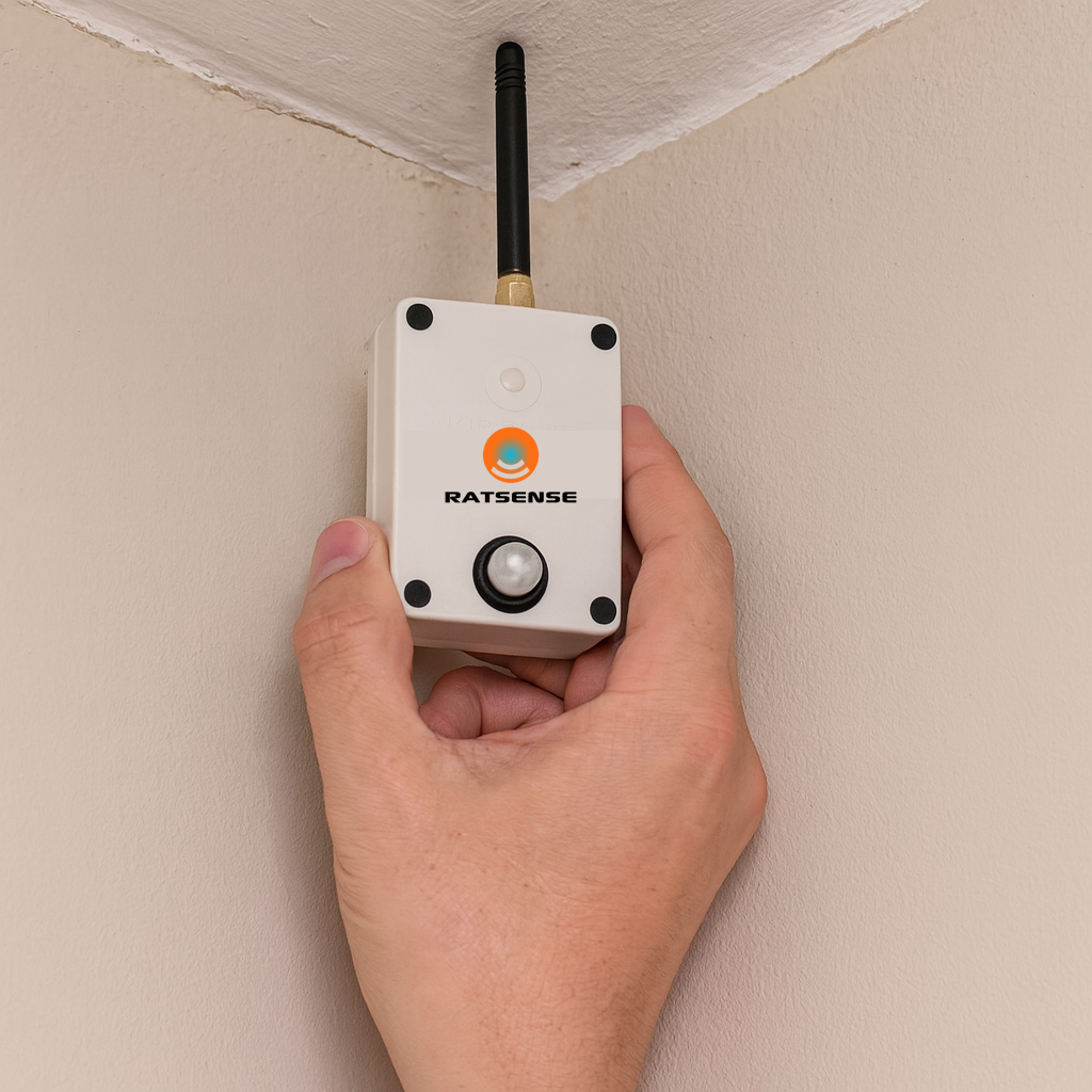 RatSense IoT sensor installed at a facility access point